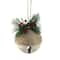 5" Green Rustic Pinecone & Holly Berry Jingle Bell Ornament